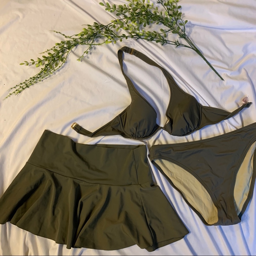 Olive Green Victoria Secret Bikini and Skirt